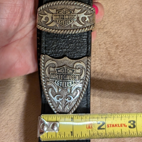 Authentic Harley-Davidson® Black Quality Leather Belt Silver Tone Buckle - Picture 8 of 9